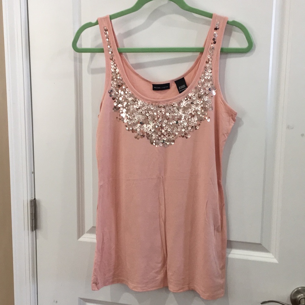 Peach Sequin Tank Top. New York & Company Sz M